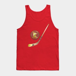 NHL - MN Wheat Tan Stick Iron Range Red and Gold Puck Tank Top